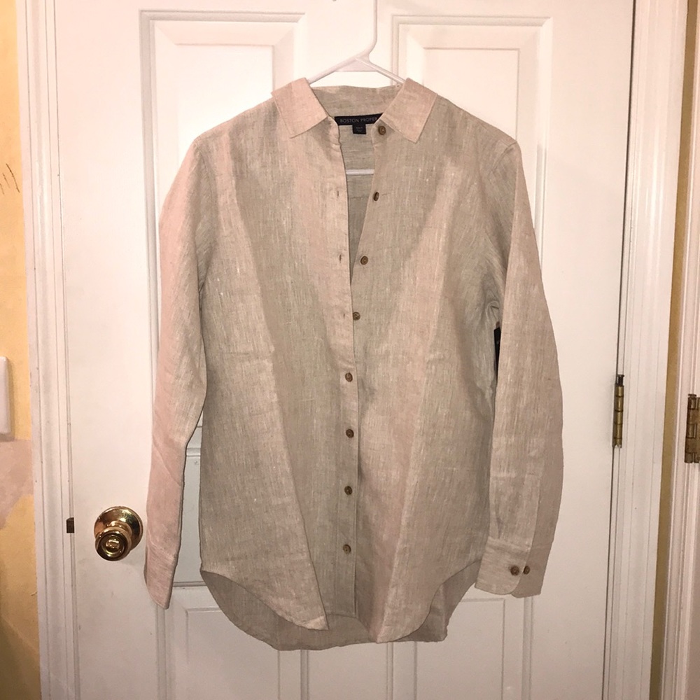 Boston Proper Linen Button Down - Picture 2 of 5